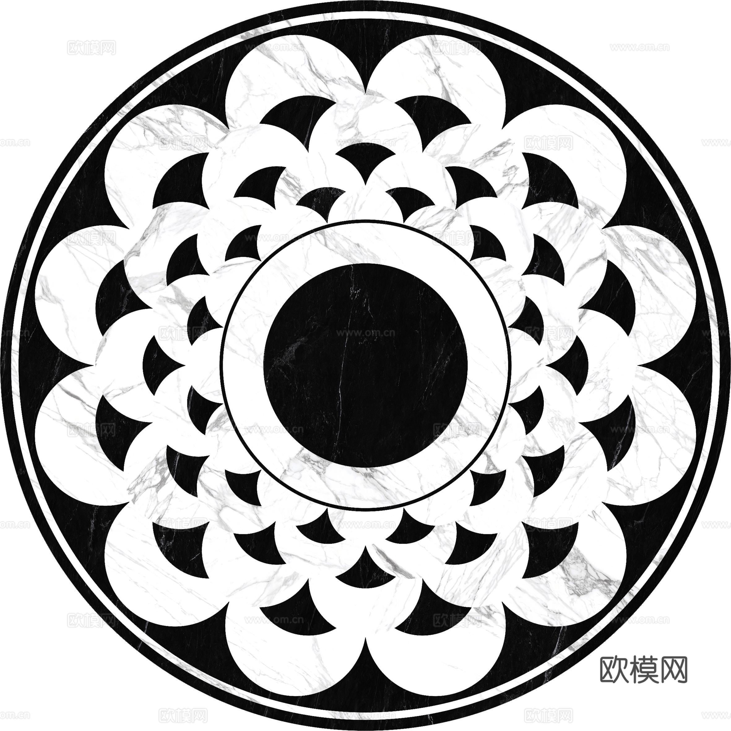 意式轻奢石材拼花_地面石材拼花_圆形拼花