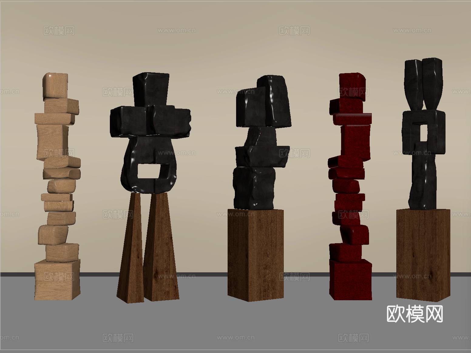 侘寂雕塑摆件 雕塑装置su模型