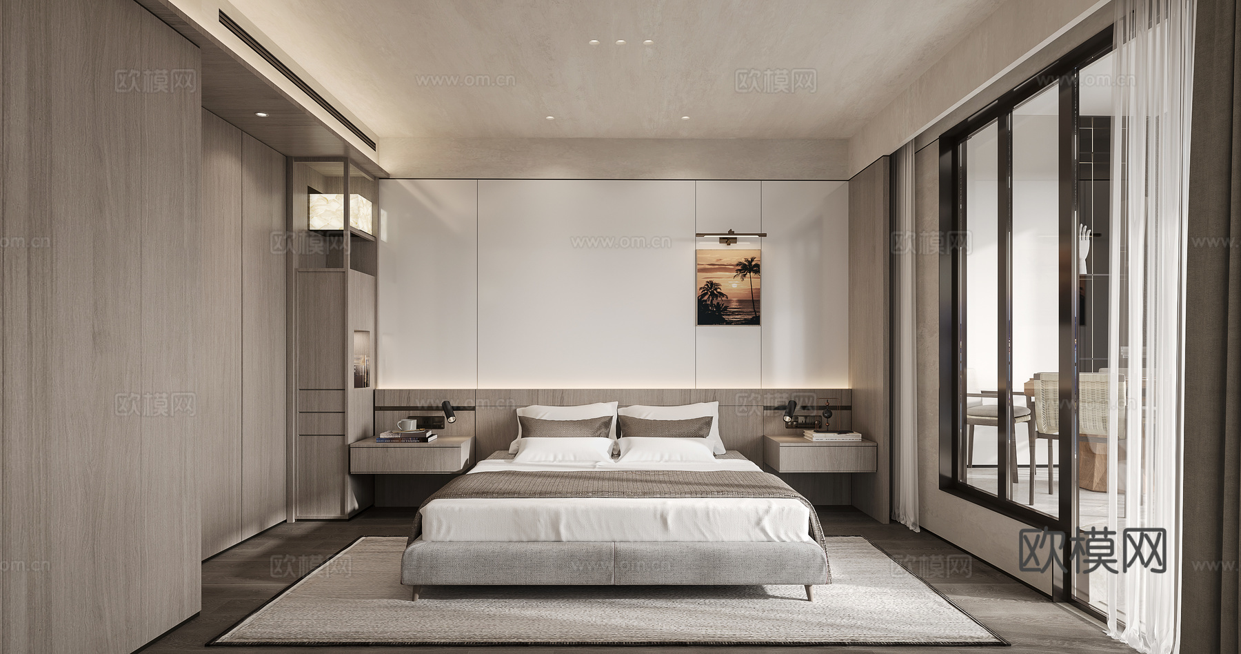现代主卧室3d模型下载