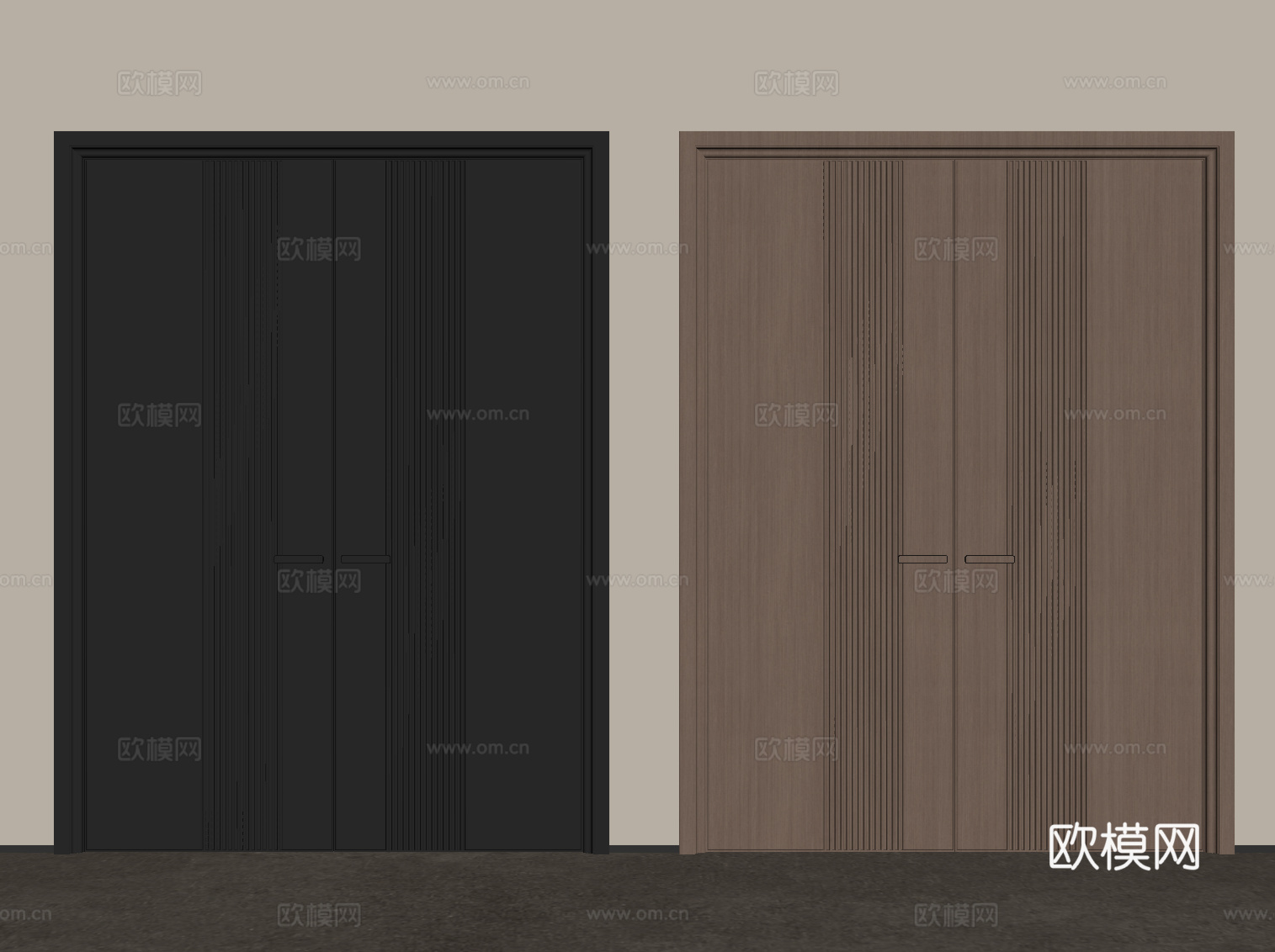 现代意式双开门su模型