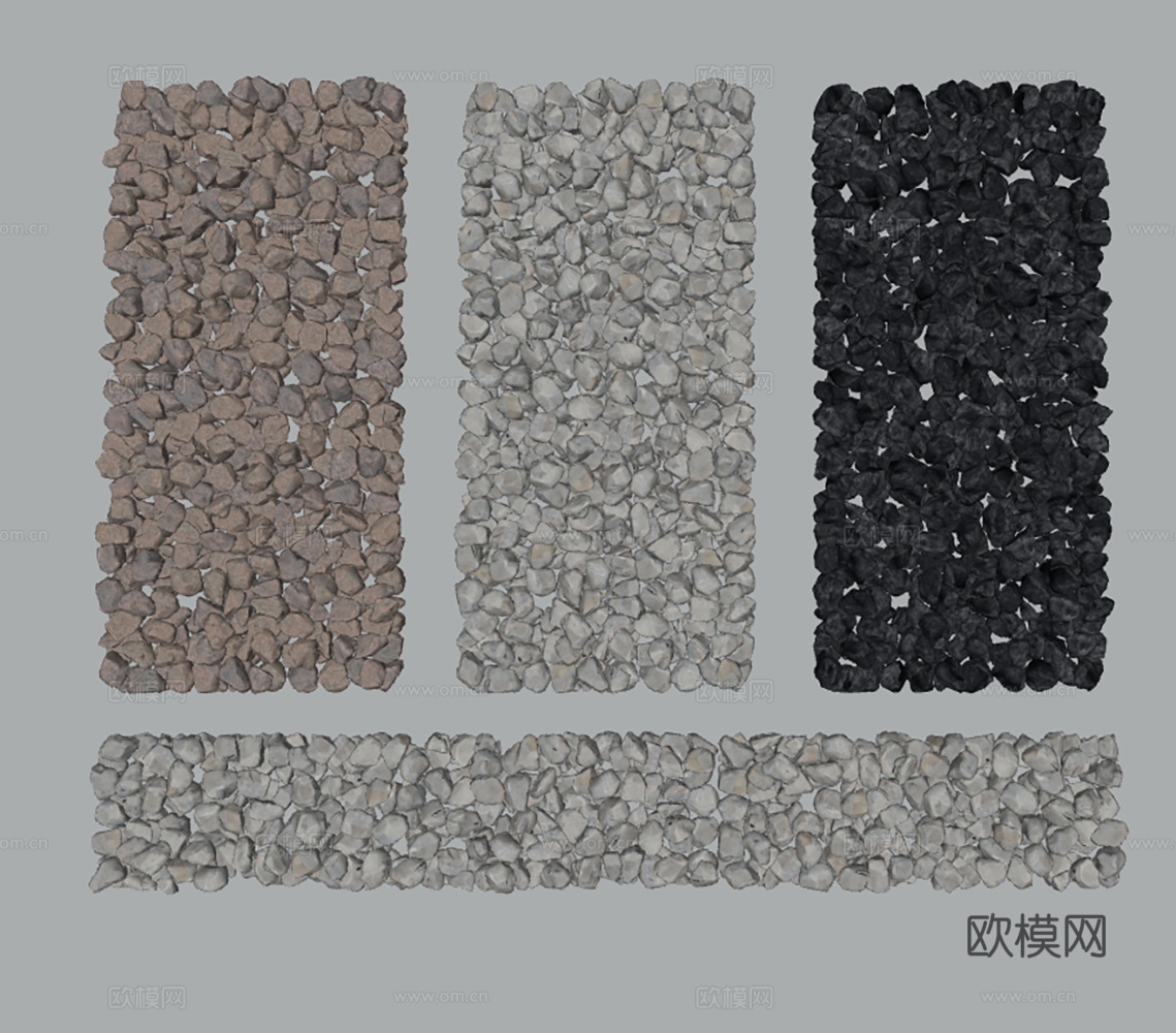 多种颜色的石子地面集合su模型