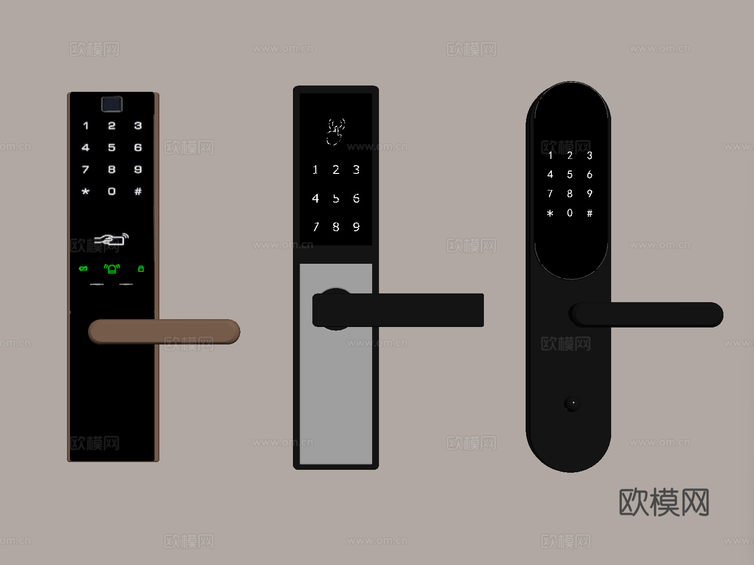 现代指纹锁 智能锁 密码锁su模型