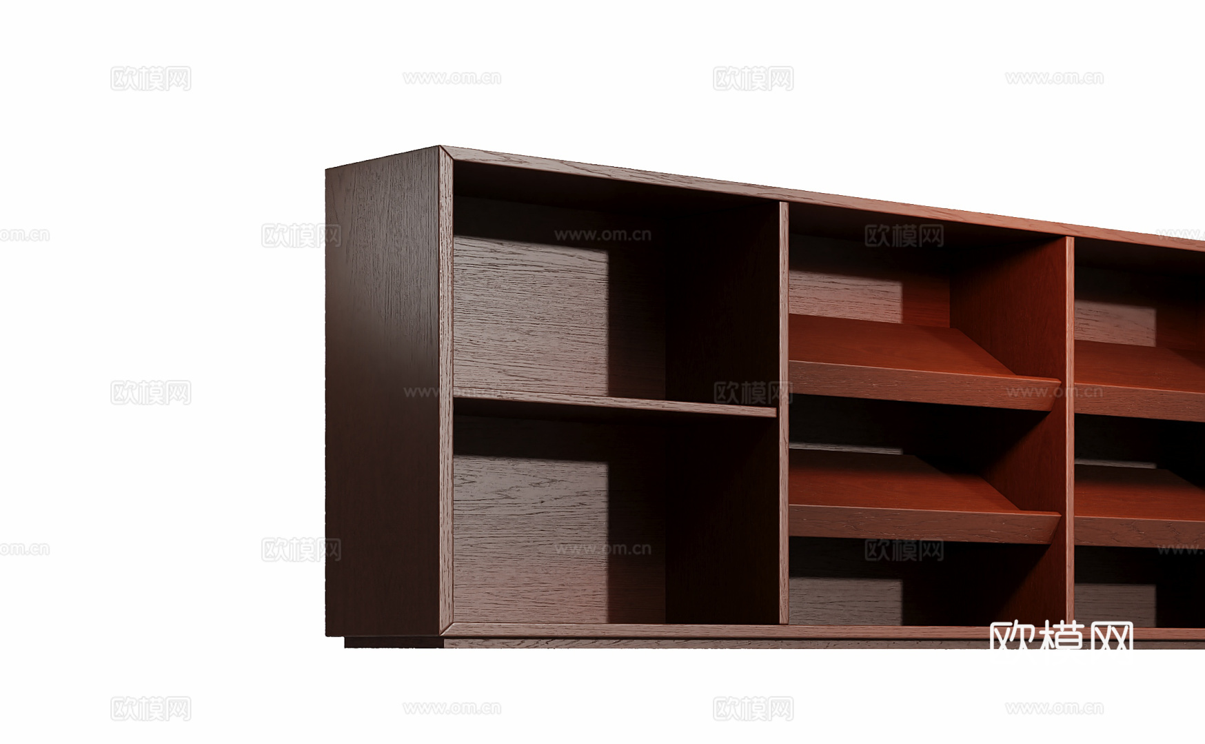 中古开放书柜边柜su模型