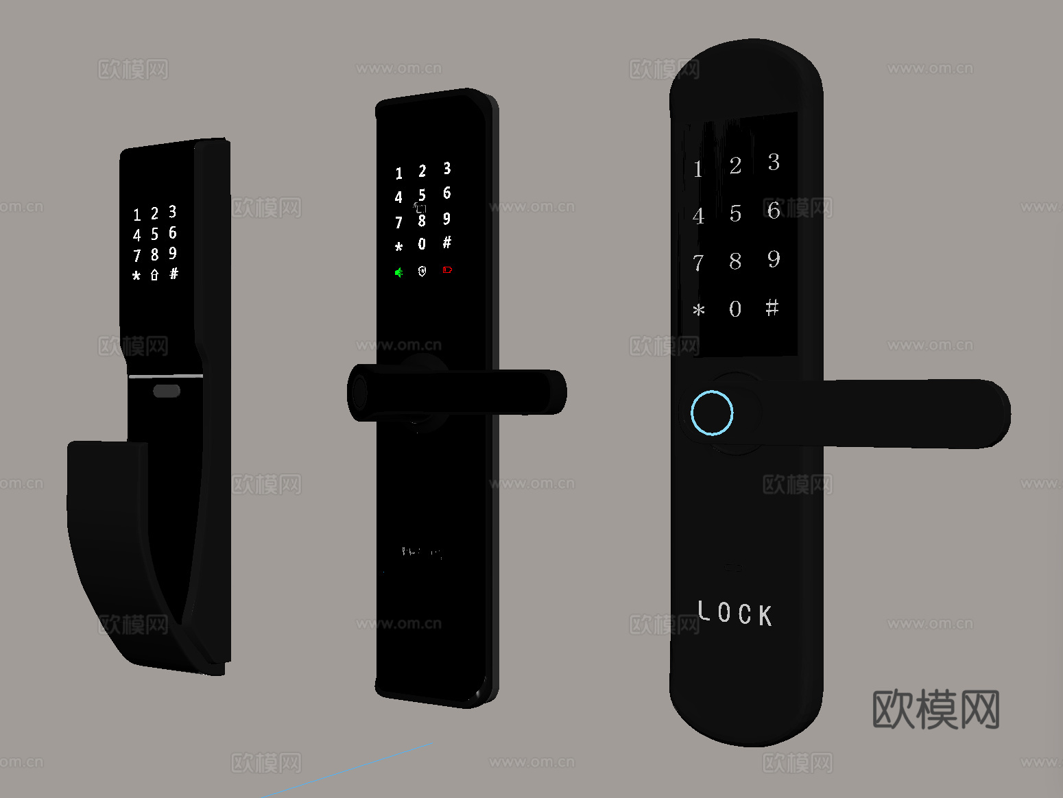 现代指纹锁 智能锁 密码锁su模型