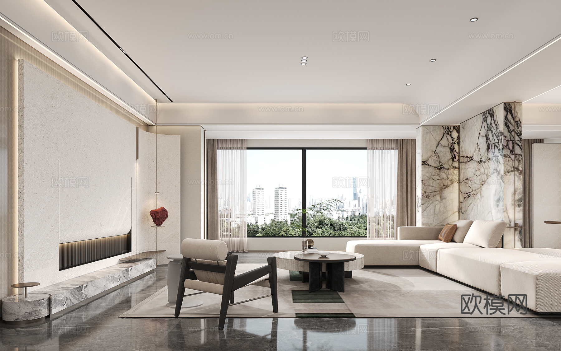 现代客餐厅3d模型下载（渲染图2）