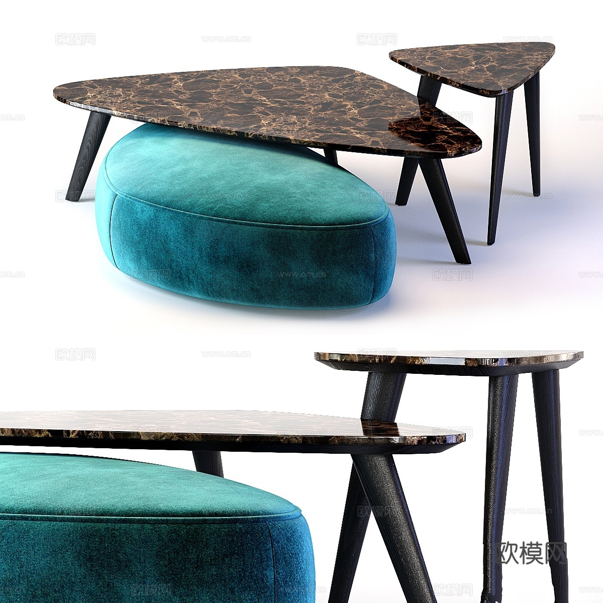 绿洲安德烈系列小桌与脚凳3d模型下载