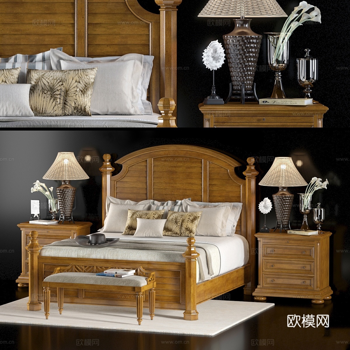 Lexington Home Brands 查尔斯顿床（特大3d模型下载