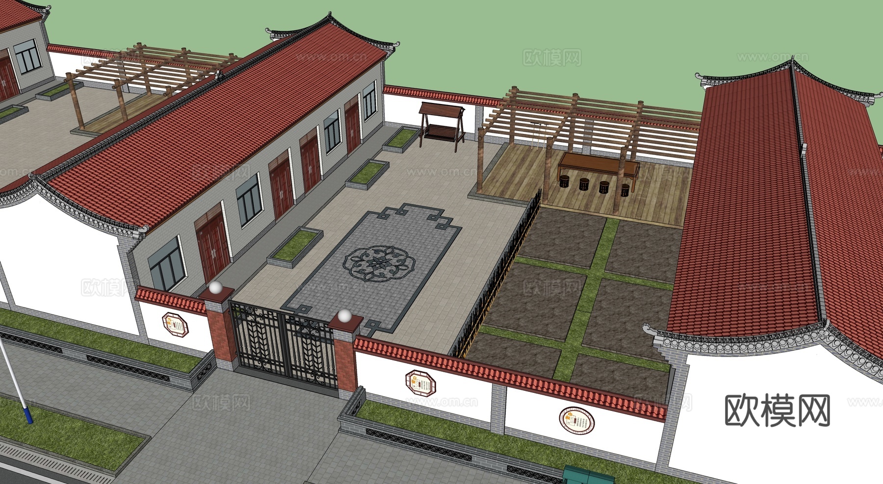 新中式乡村庭院 古建民俗 庭院景观su模型