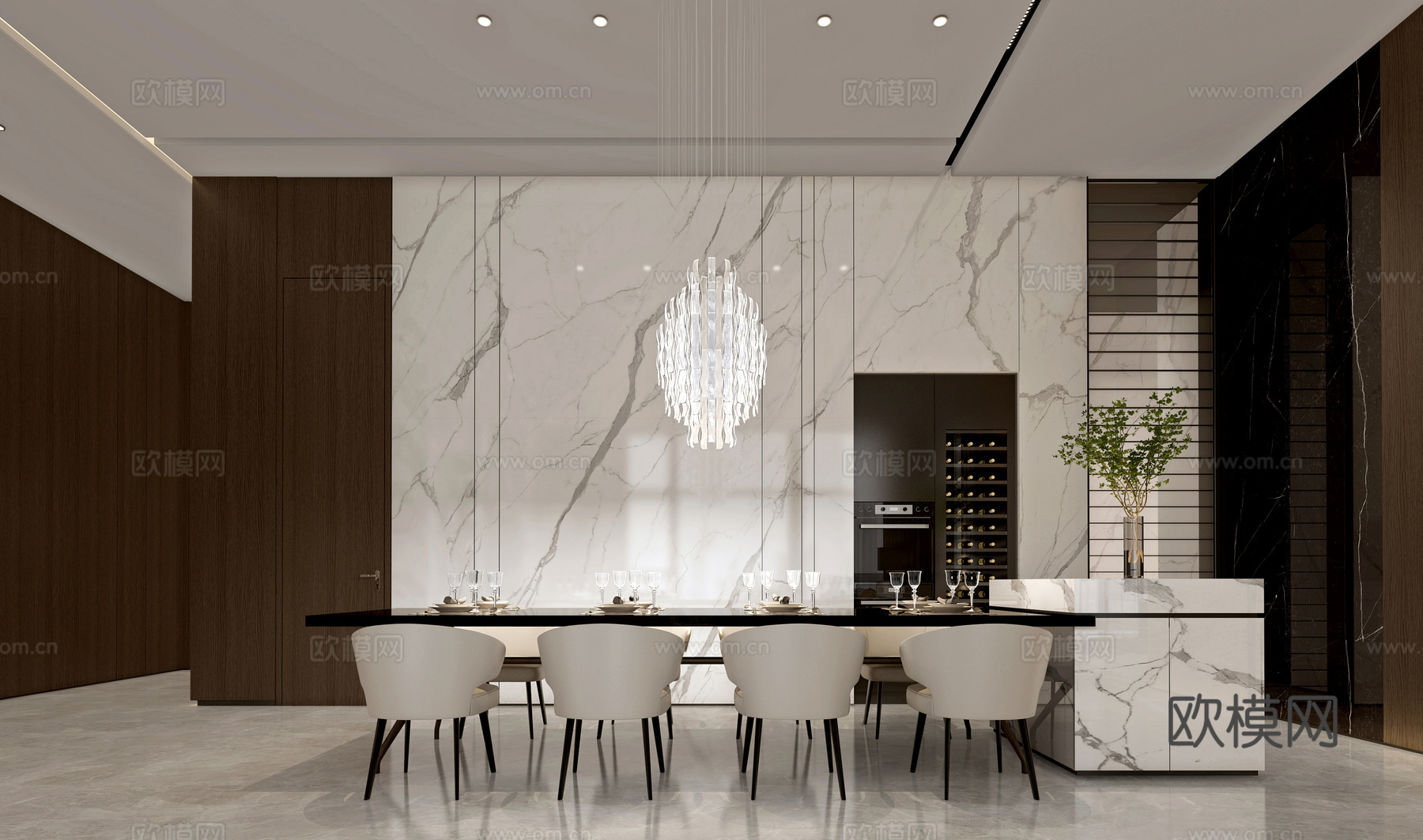 轻奢340平大平层 样板间 最新全套施工图 效果图合集cad施工图