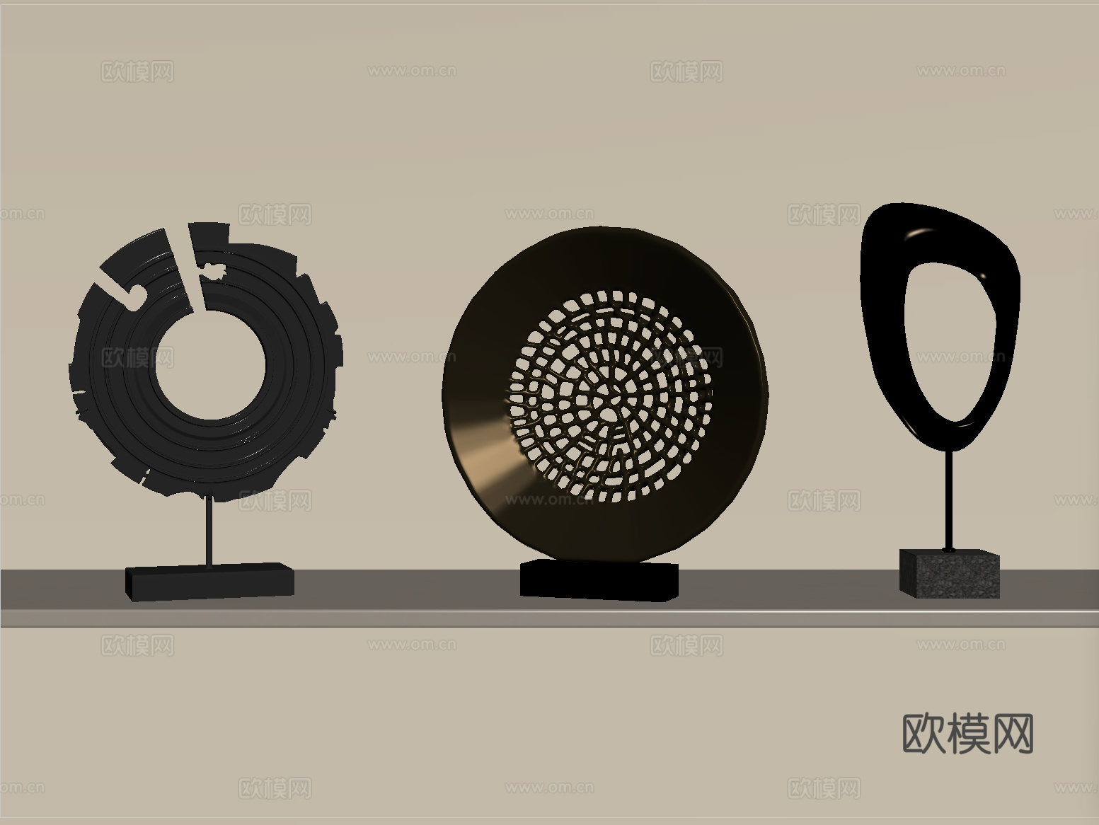 现代雕塑摆件组合 金属雕塑 艺术装置su模型