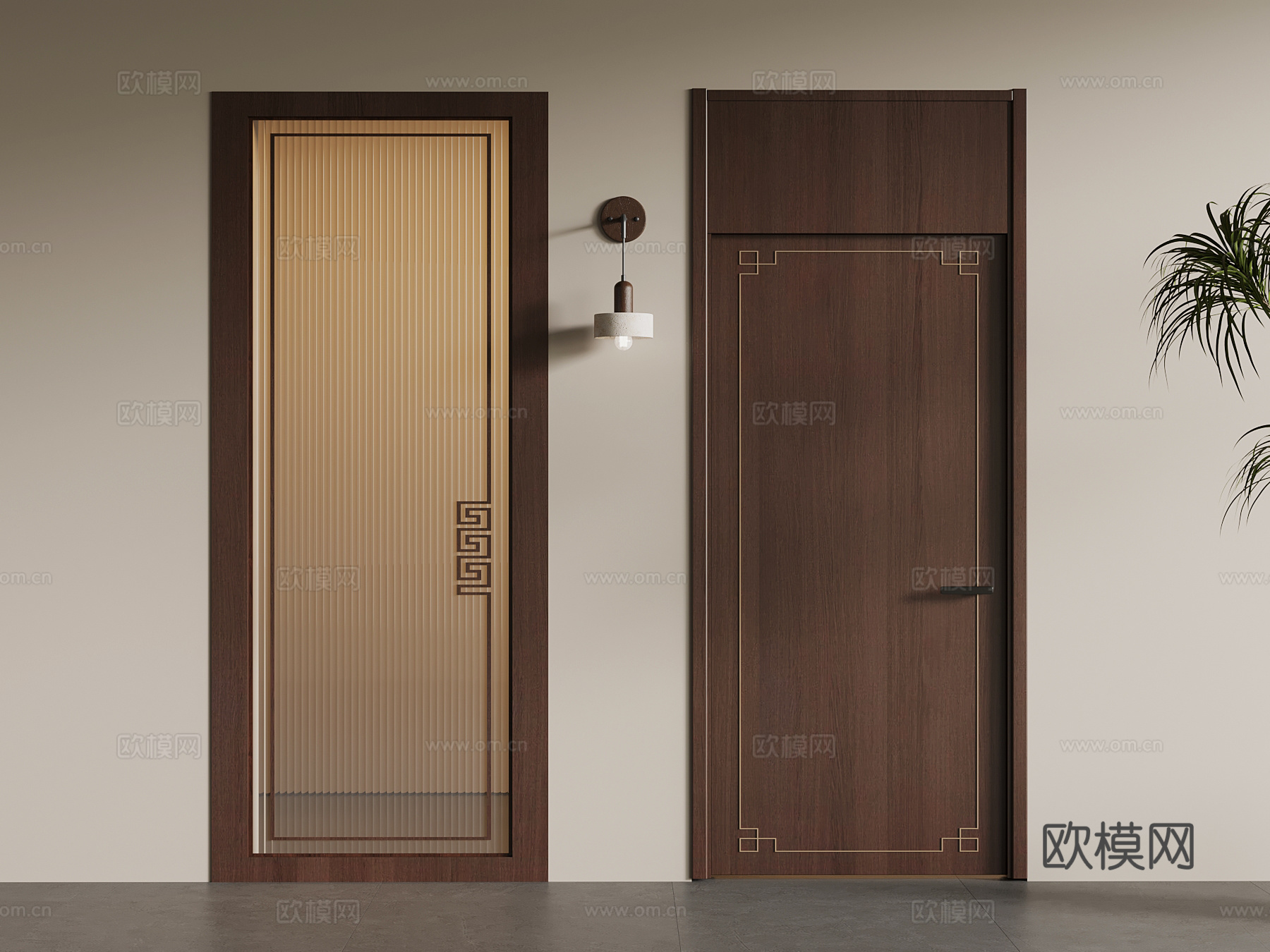 新中式门su模型