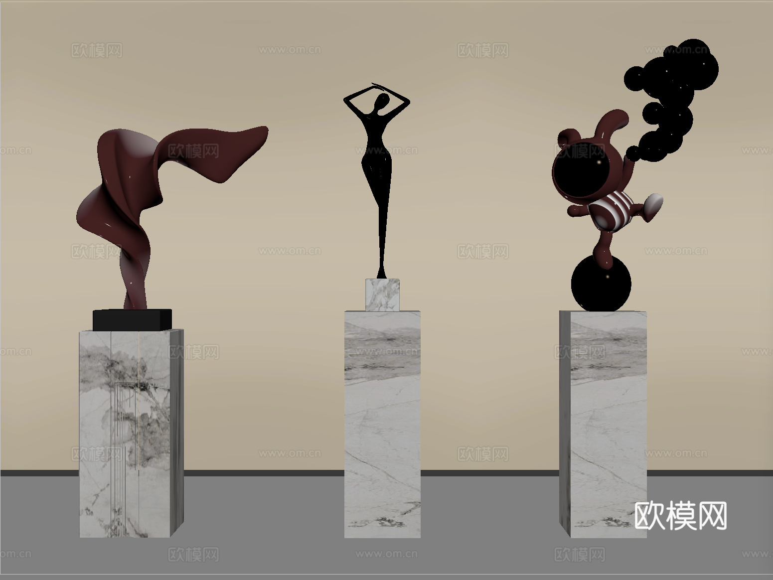 现代雕塑摆件 抽象雕塑su模型