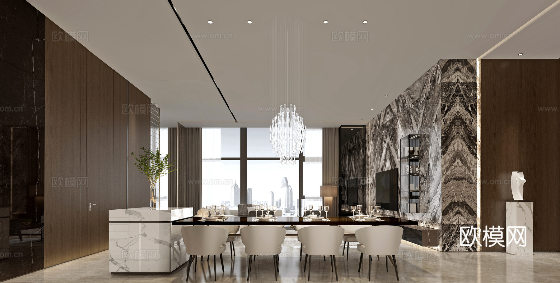 轻奢340平大平层 样板间 最新全套施工图 效果图合集cad施工图