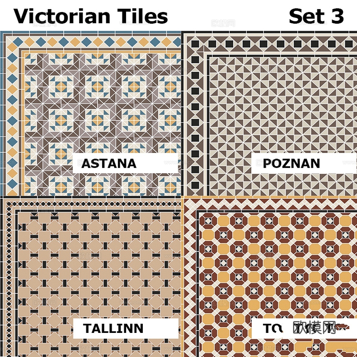 Topcer 维多利亚瓷砖套装33d模型下载