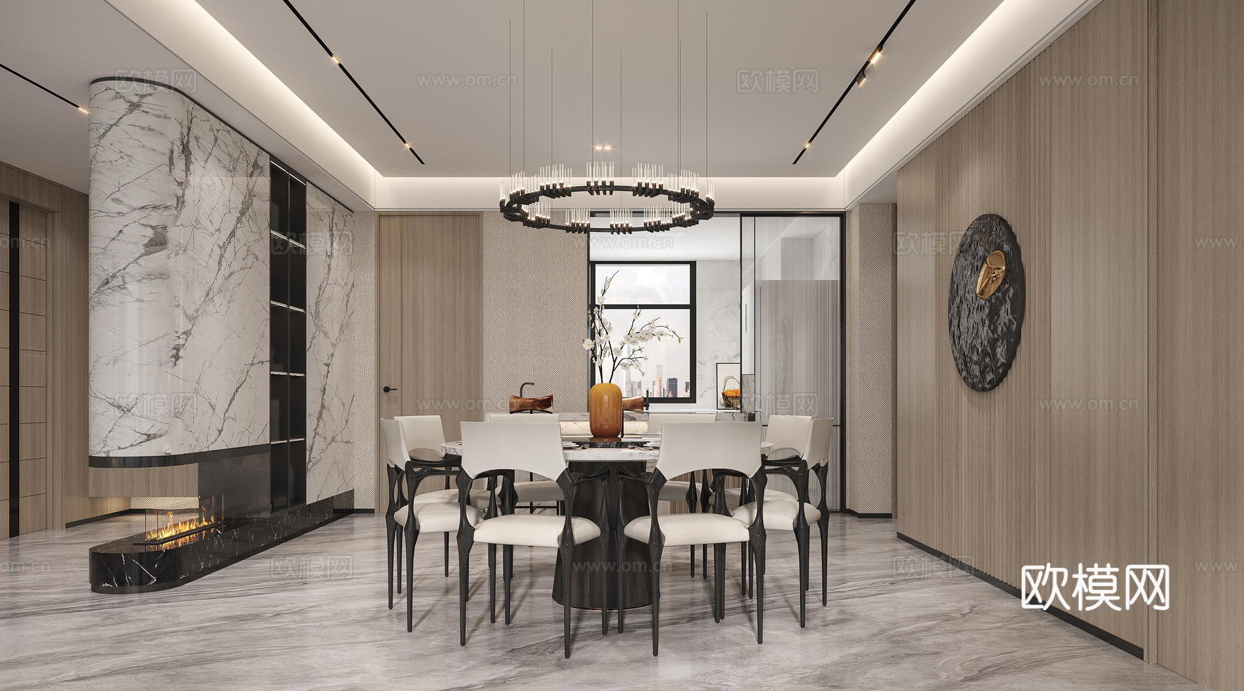 现代客餐厅3d模型下载（渲染图3）