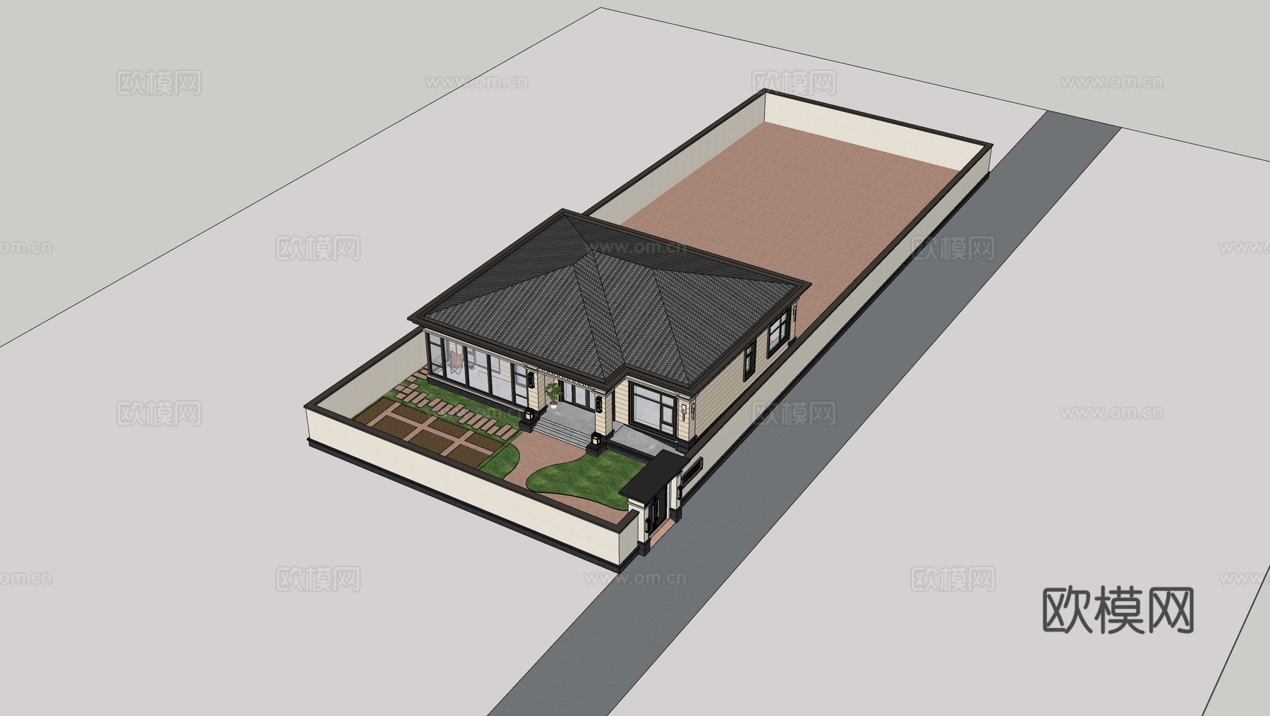 新中式乡村庭院 乡村民房 古建民俗 民宿建筑su模型