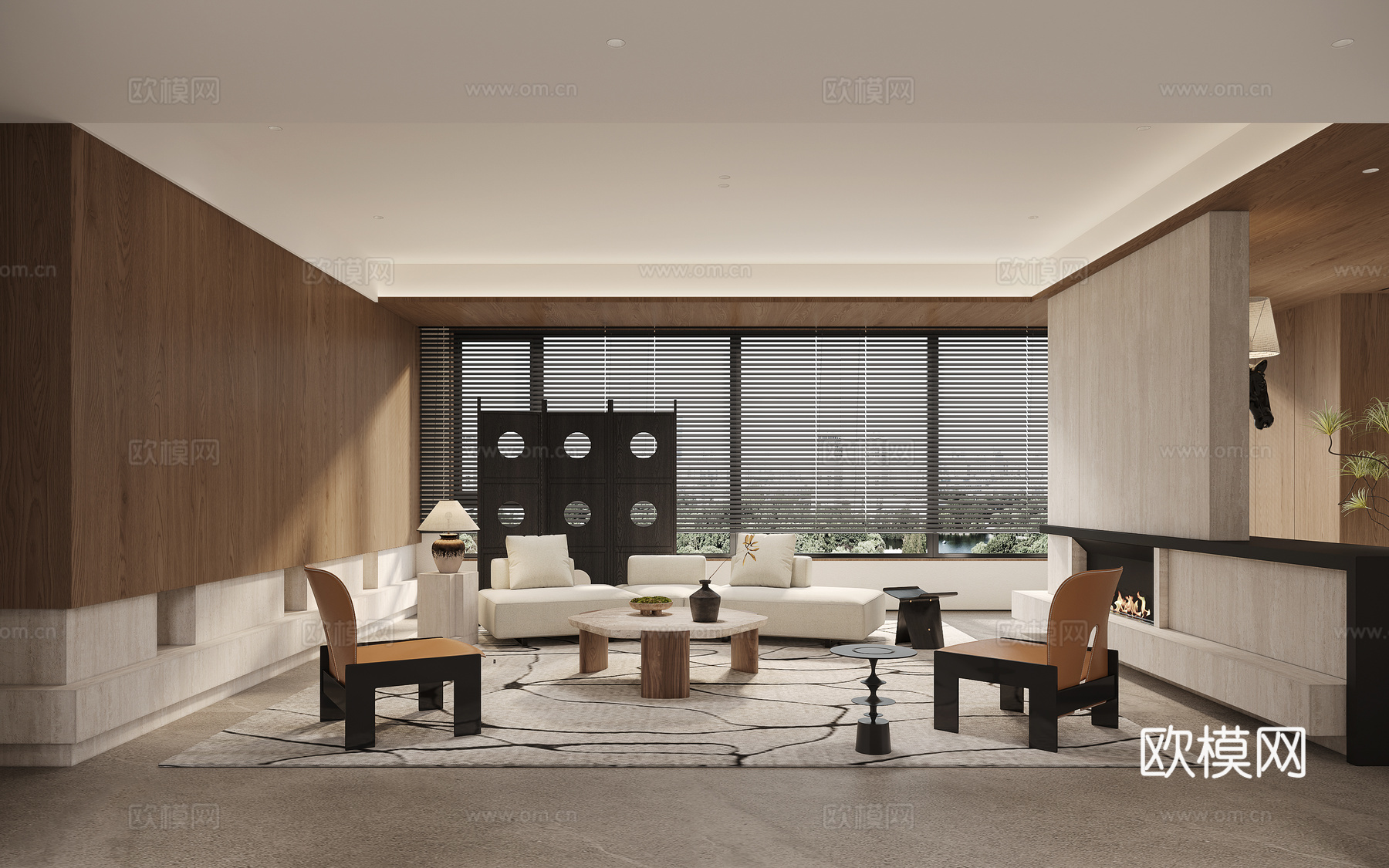 现代客餐厅3d模型下载（渲染图2）