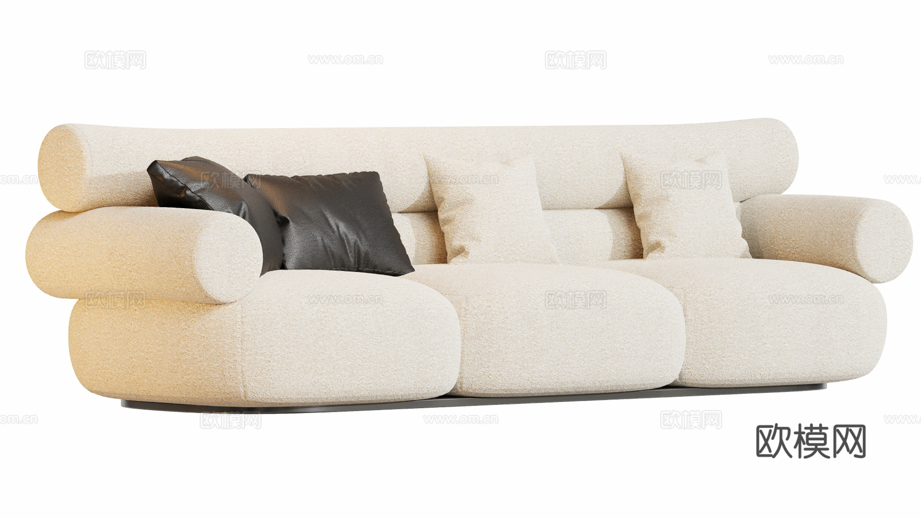 现代奶油多人沙发su模型