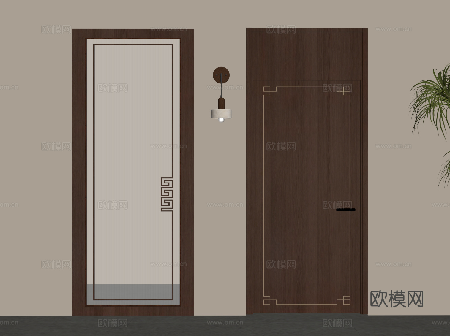 新中式门su模型