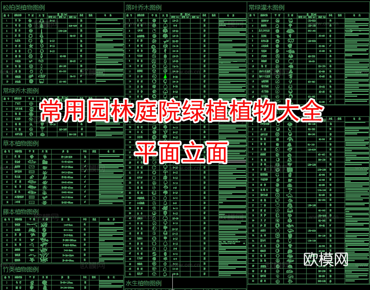 2026园林庭院植物CAD平立面图库大全cad施工图