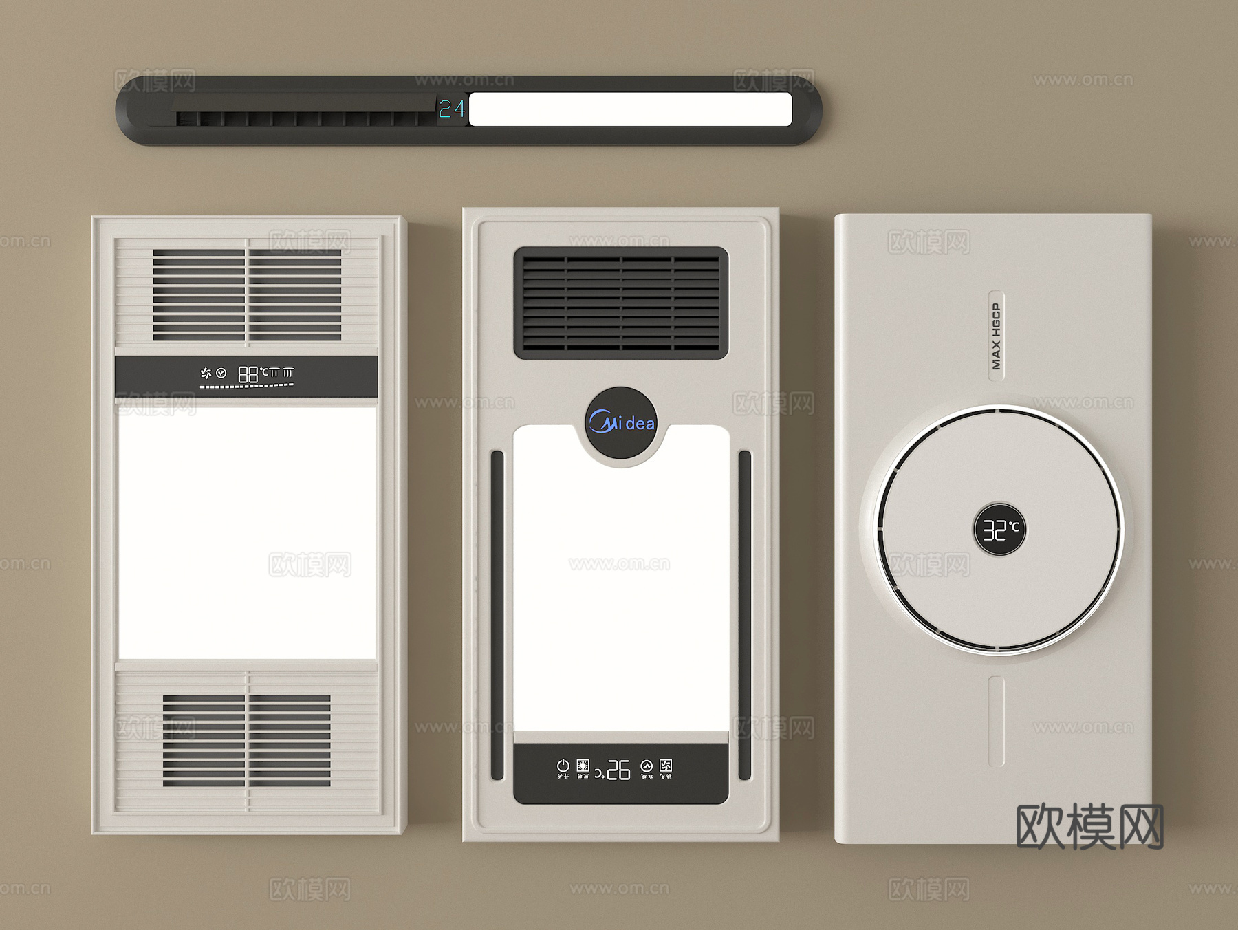 现代浴霸 集成式浴霸 线型浴霸 排风扇su模型