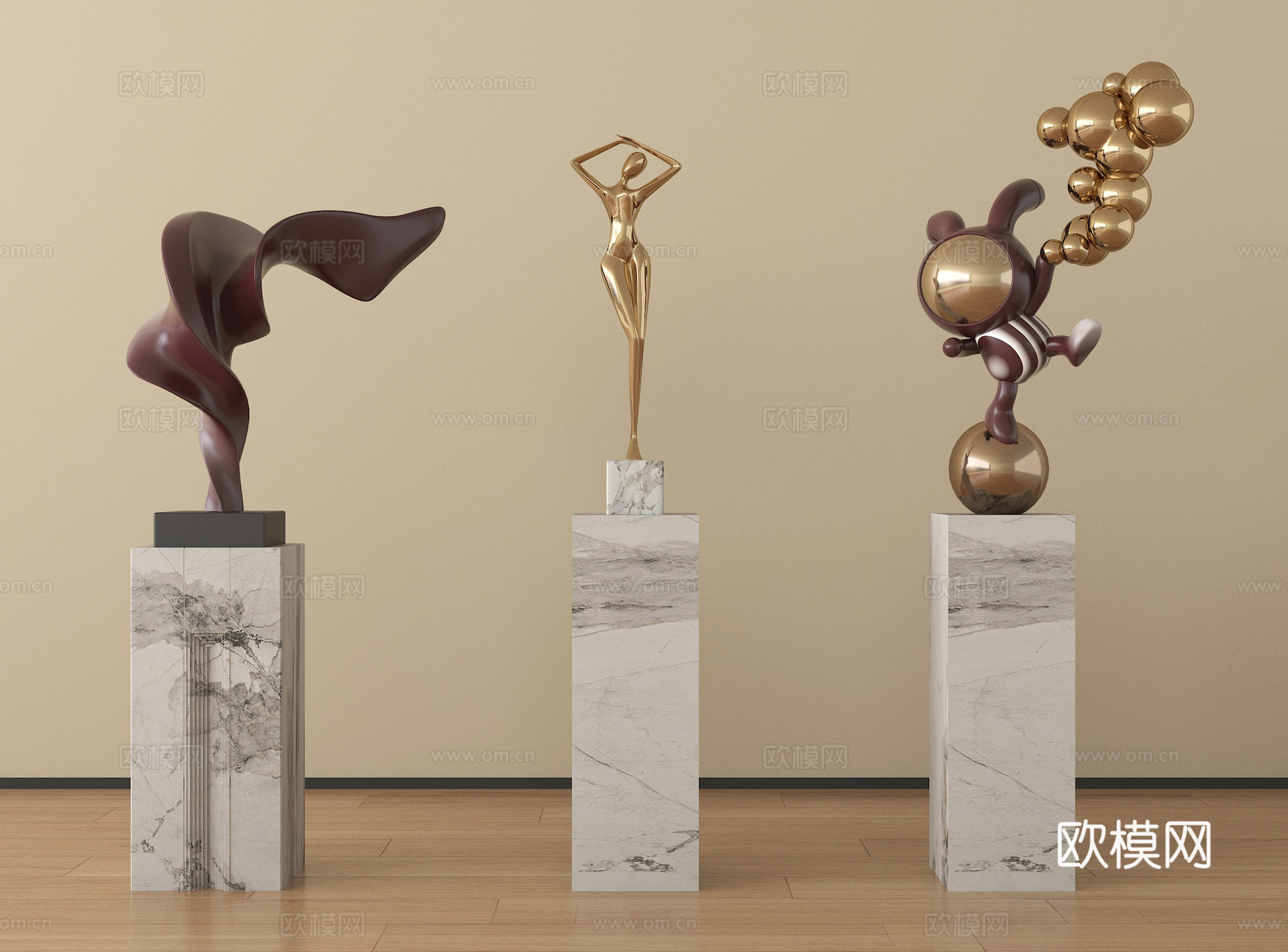 现代雕塑摆件 抽象雕塑su模型