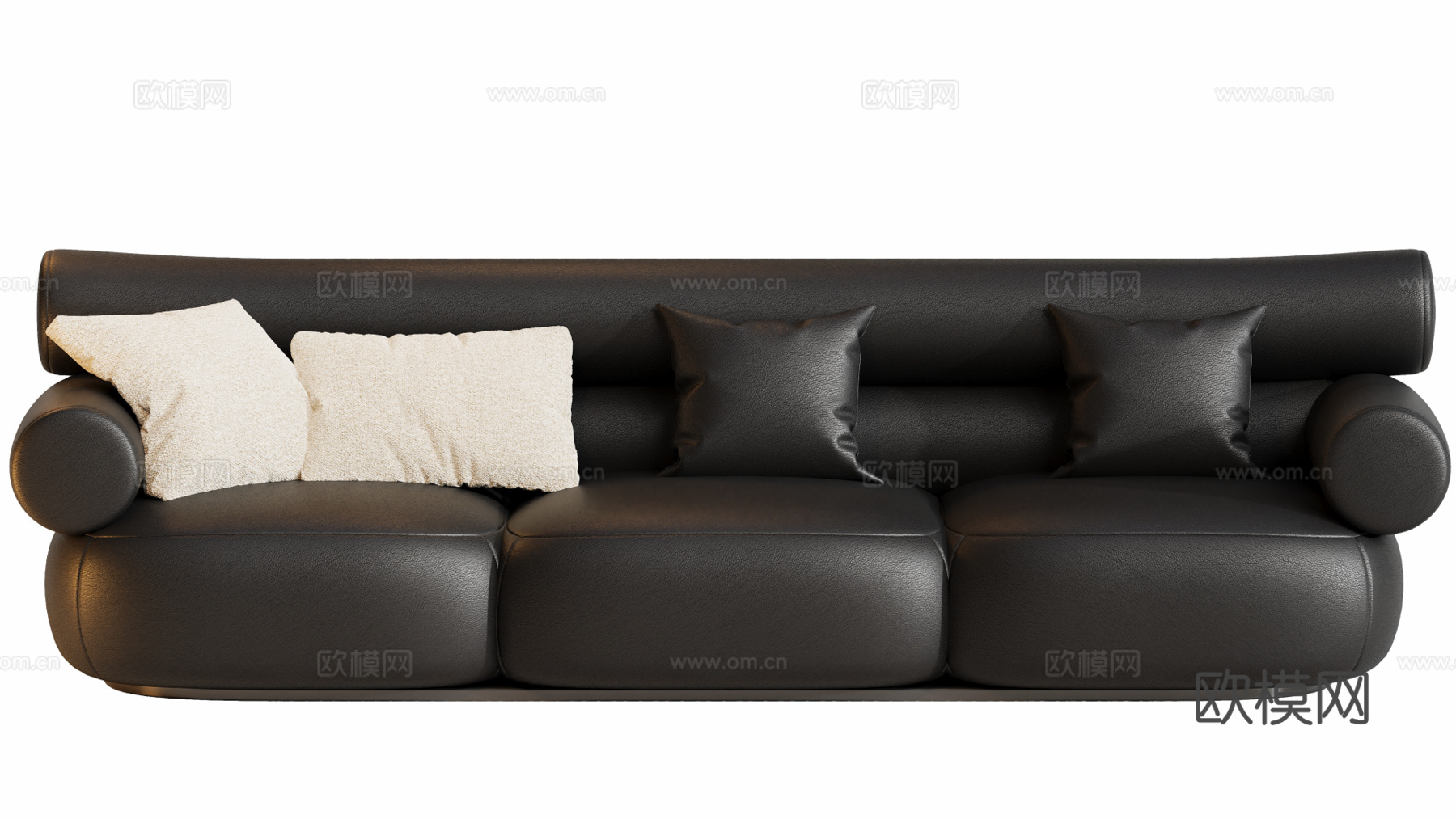 现代奶油多人沙发su模型