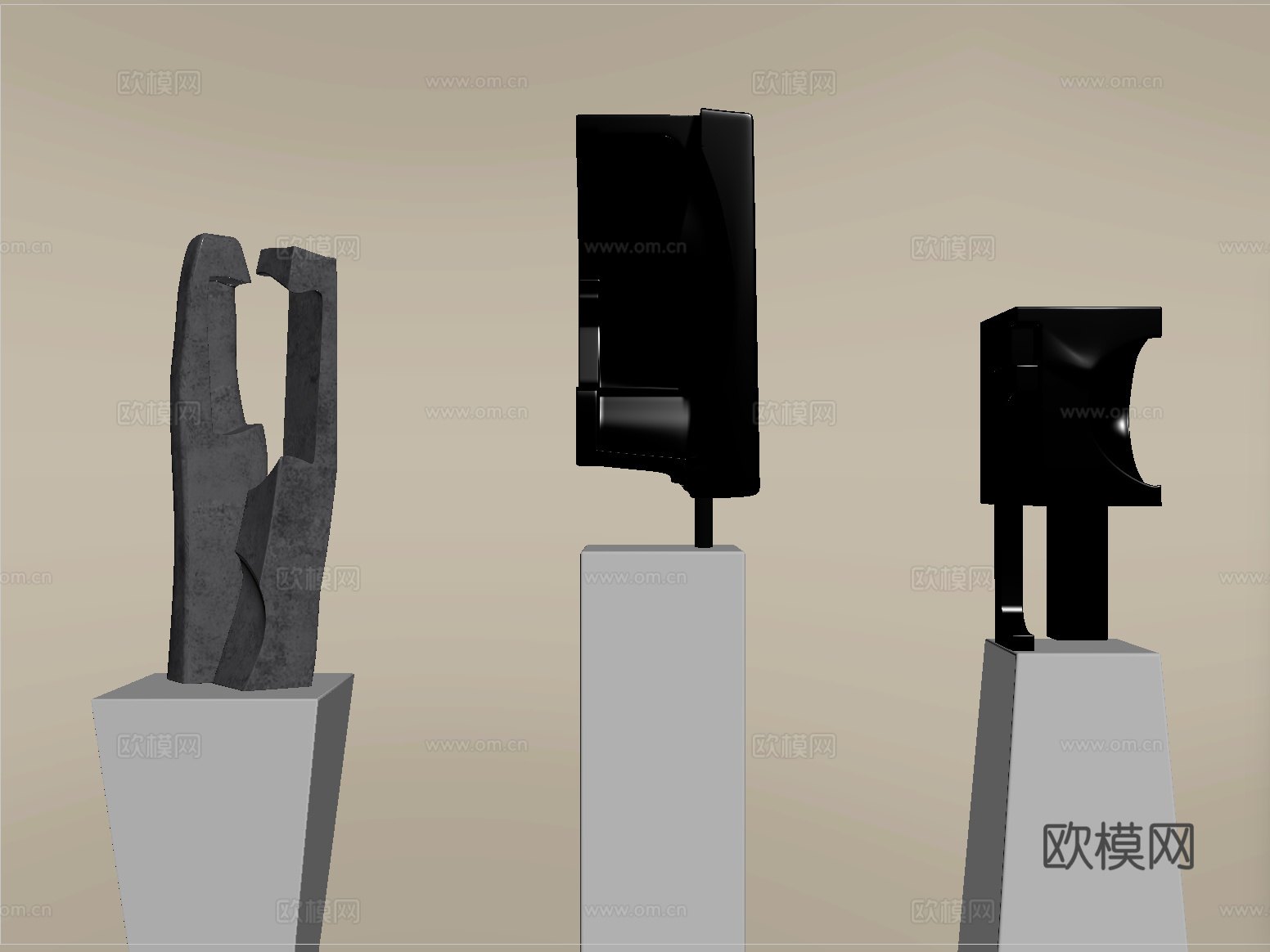 现代雕塑摆件组合 艺术装置su模型