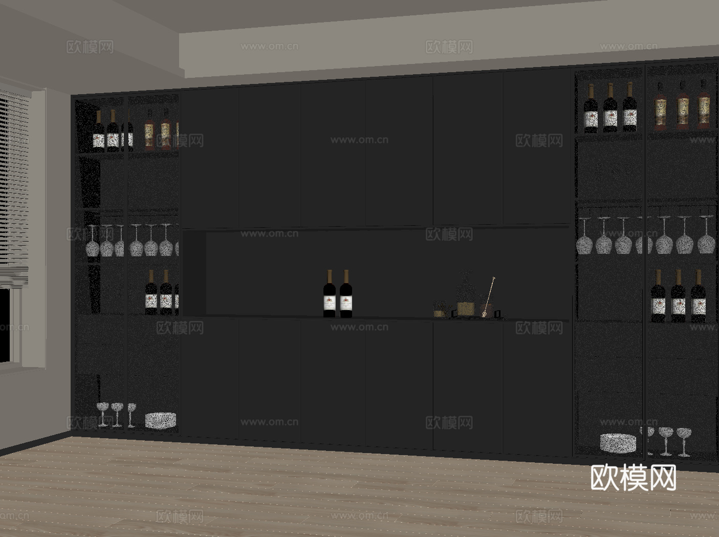 现代意式酒柜su模型