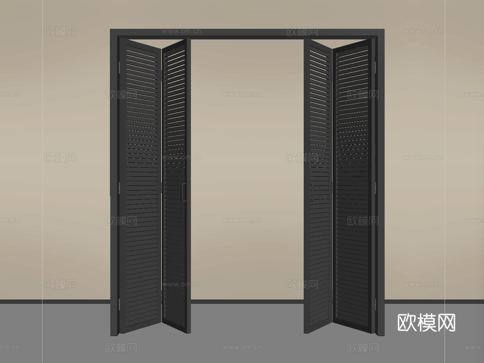 法式折叠门 百叶折叠门su模型