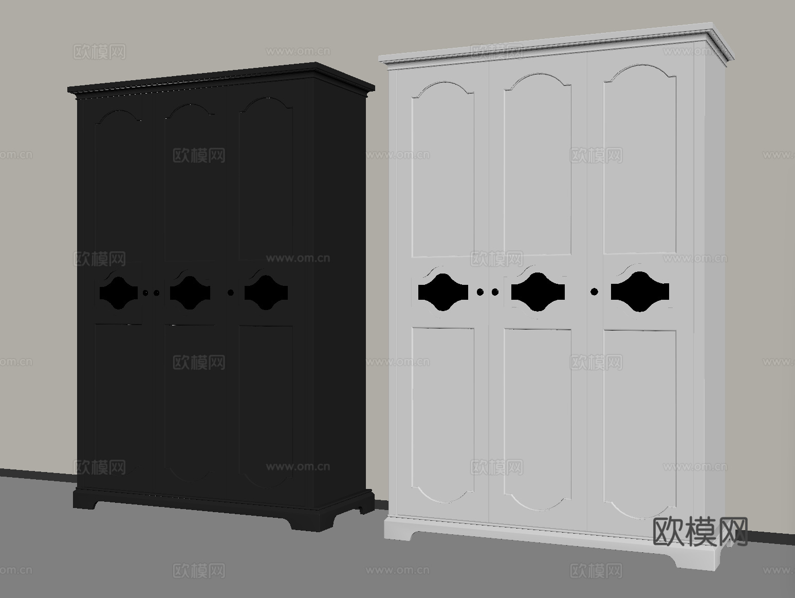 美式衣柜 高柜 木材su模型