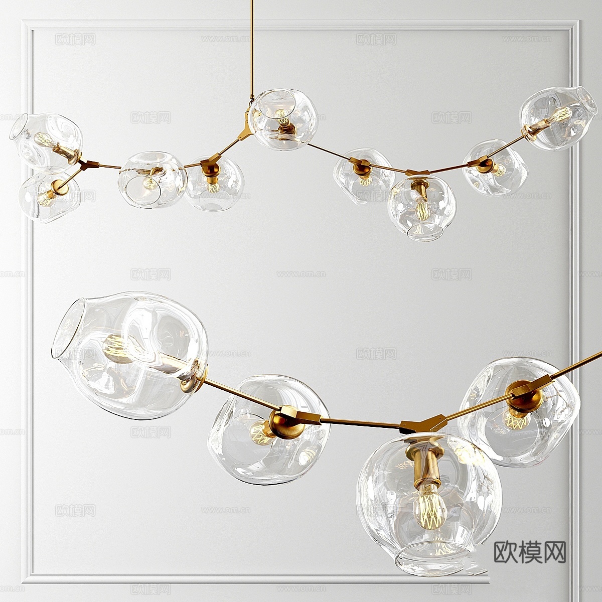 分支泡泡灯 - 9灯_23d模型下载