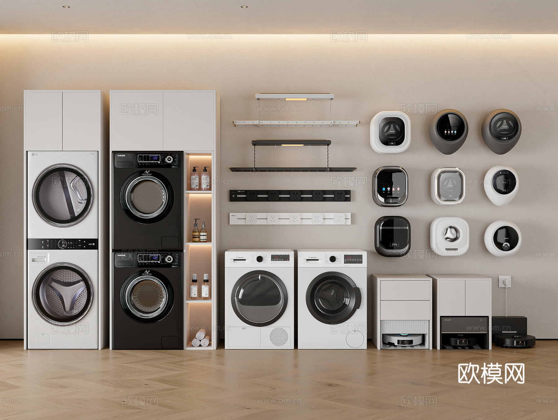 现代家用电器 大家电 洗衣机 扫地机器人 晾衣机 壁挂洗衣机su模型