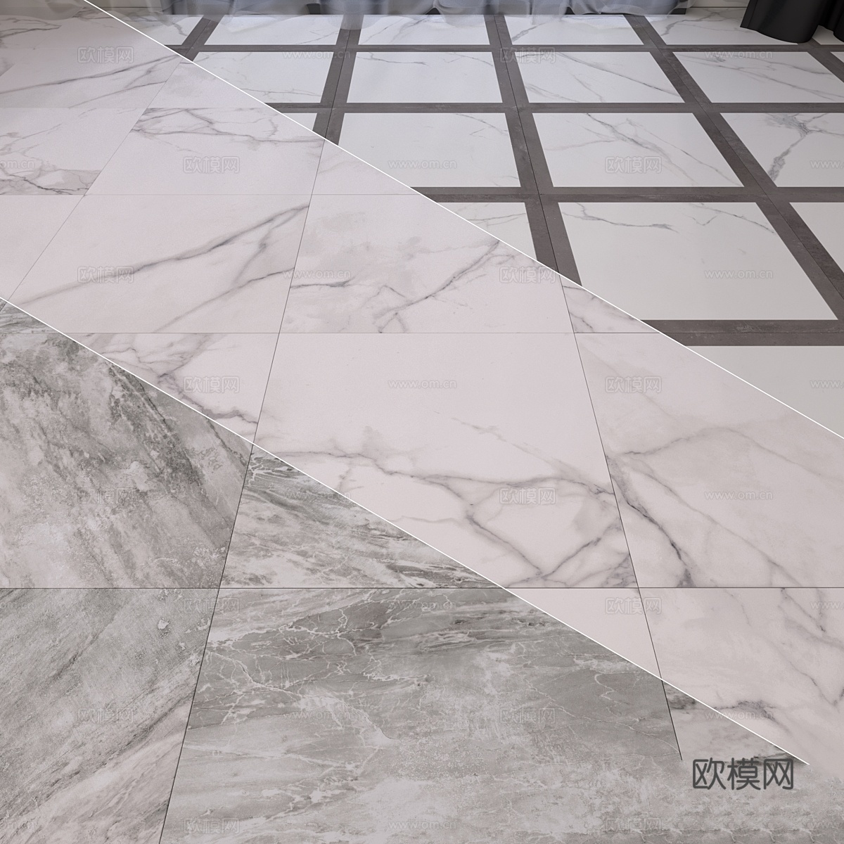 大理石地板套装2 - Vray材质3d模型下载