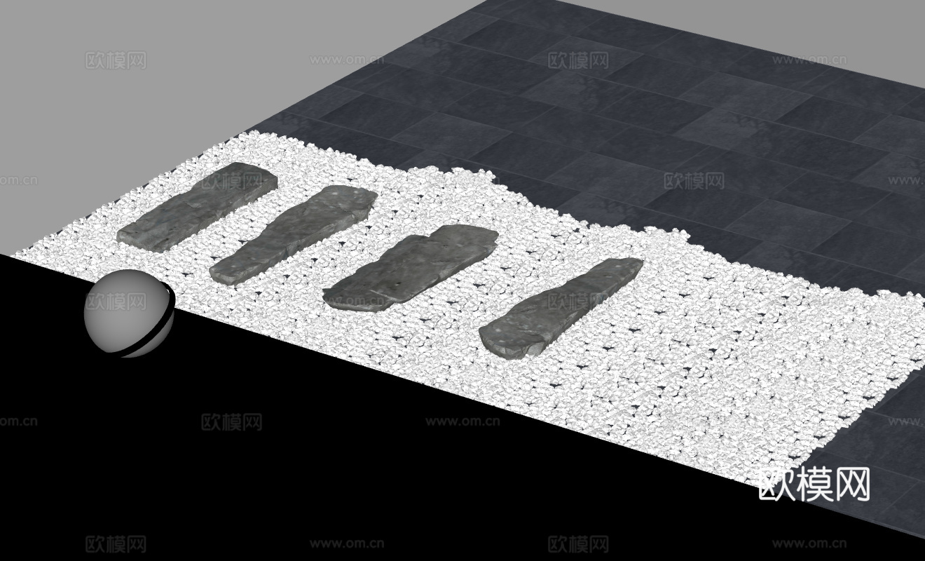自然风格石质地面铺装模型su模型