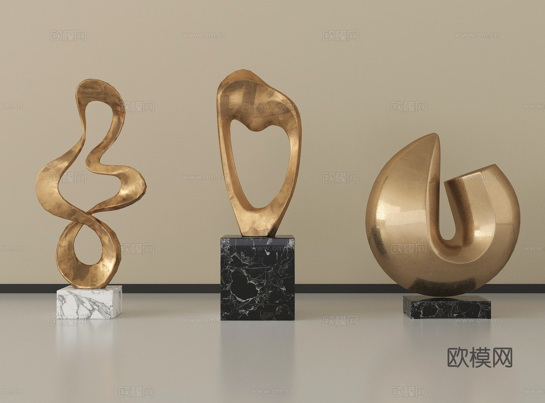 现代雕塑摆件组合 金属雕塑 艺术装置su模型