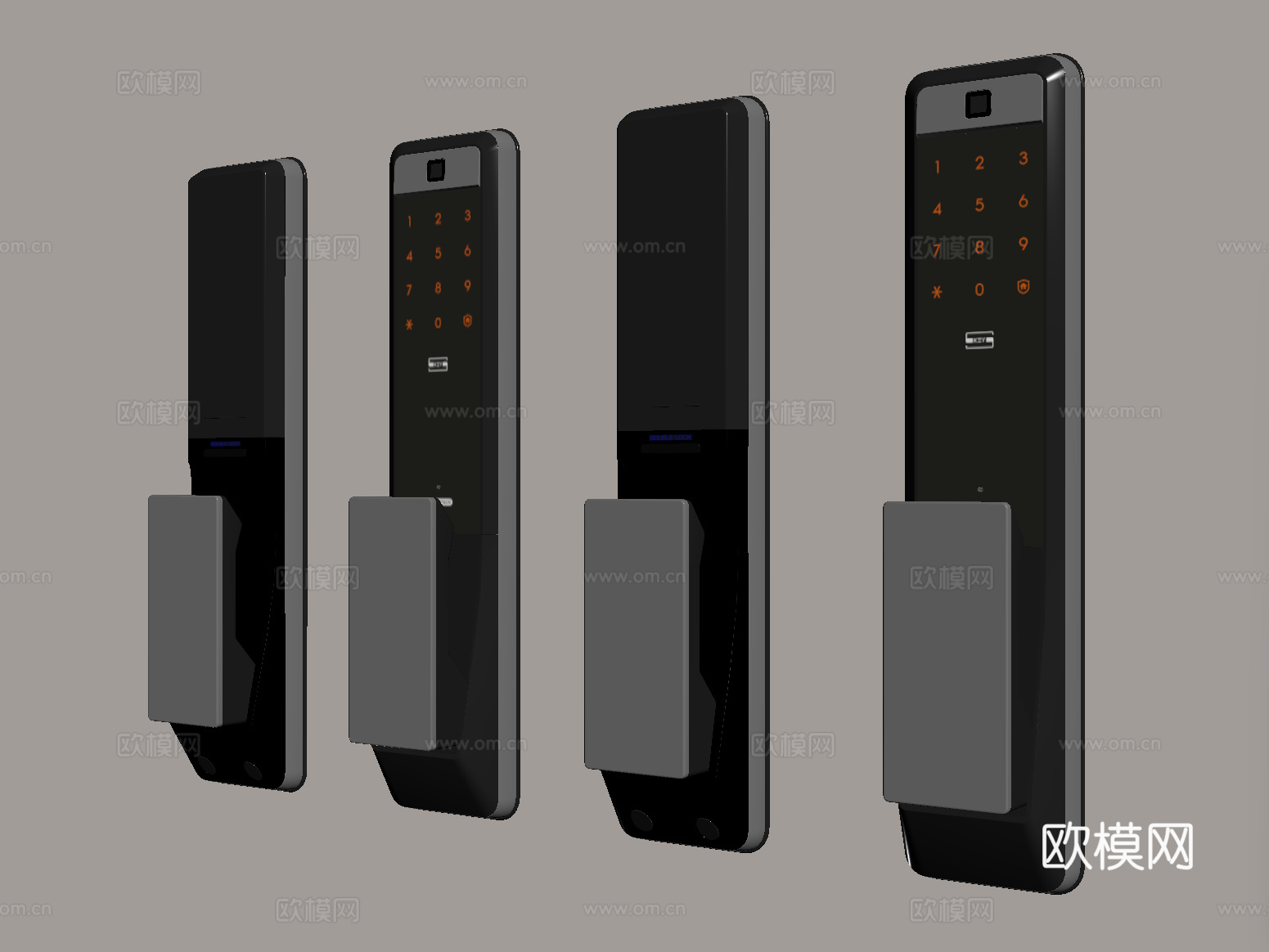 现代指纹锁 智能锁 密码锁su模型