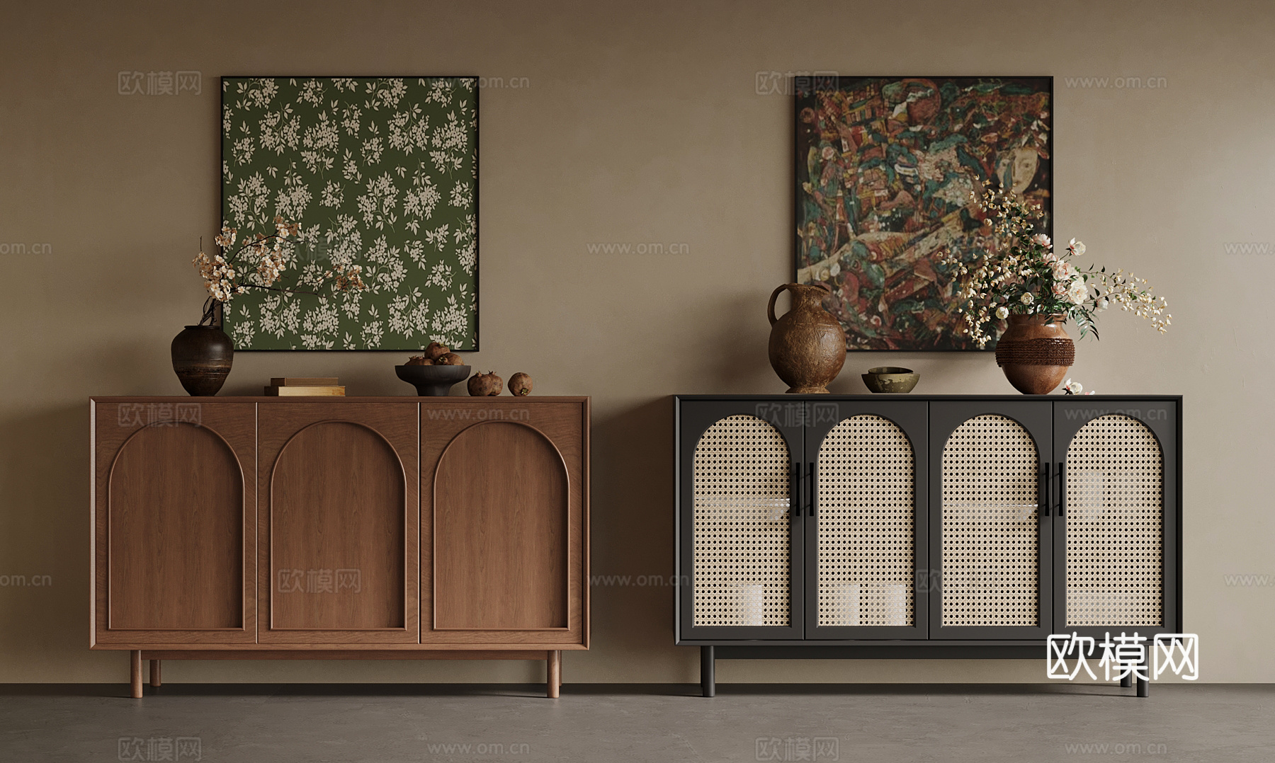 中古风玄关柜su模型