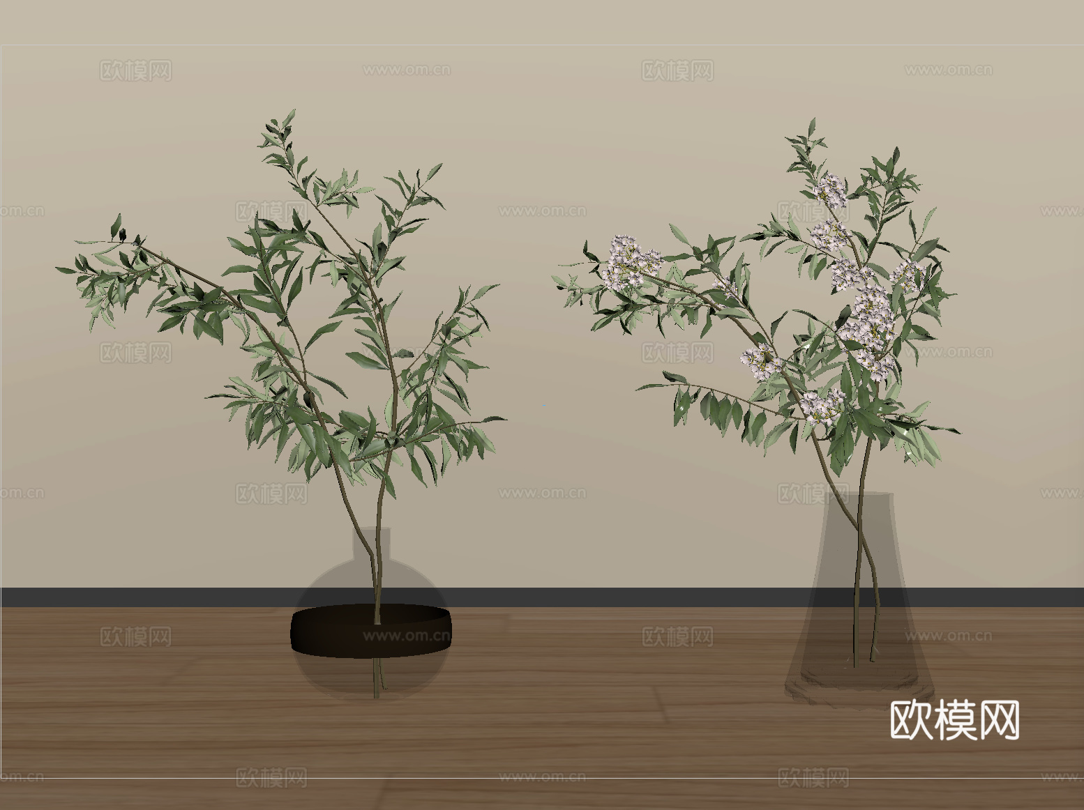 现代花瓶花艺 玻璃花瓶su模型