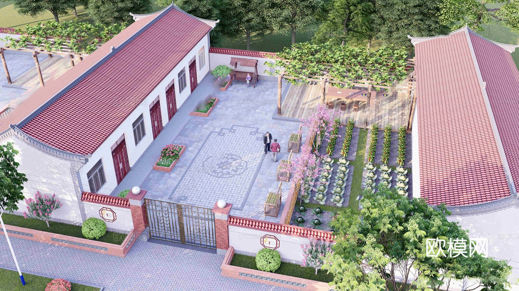 新中式乡村庭院 古建民俗 庭院景观su模型