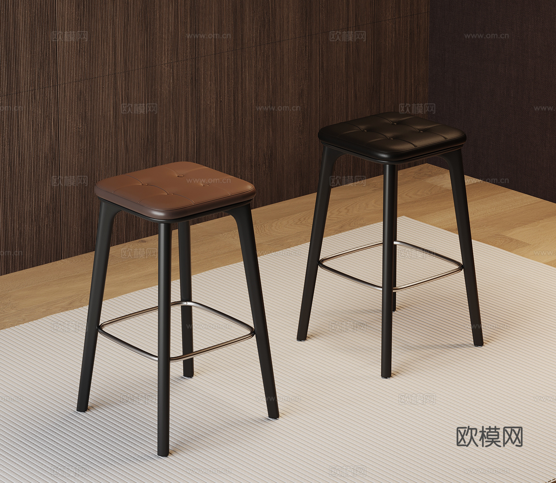 现代意式吧凳 皮质吧凳3d模型下载