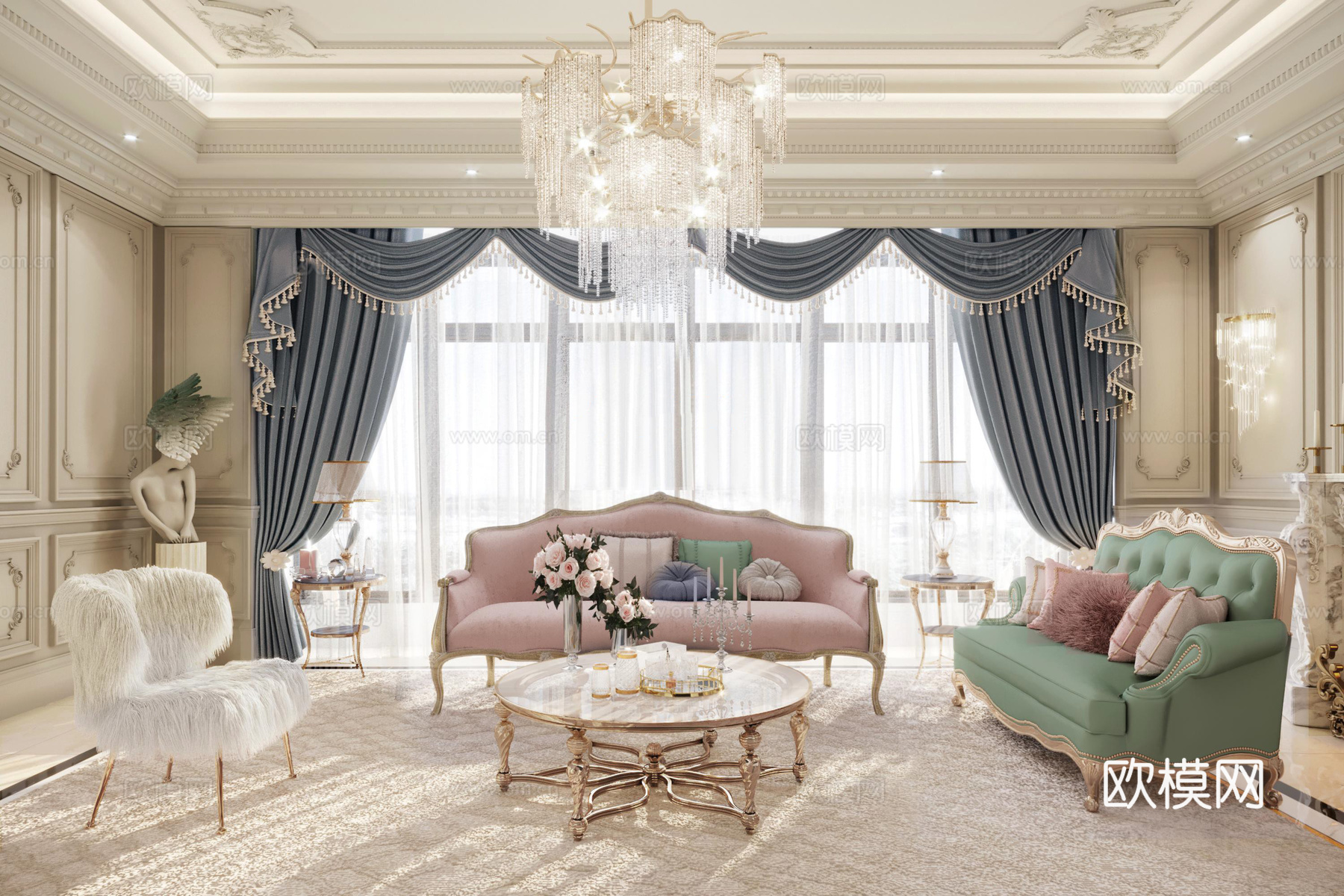 轻奢豪宅大平层 样板间 最新全套施工图 效果图合集cad施工图