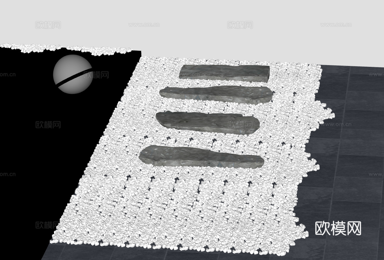自然风格石质地面铺装模型su模型