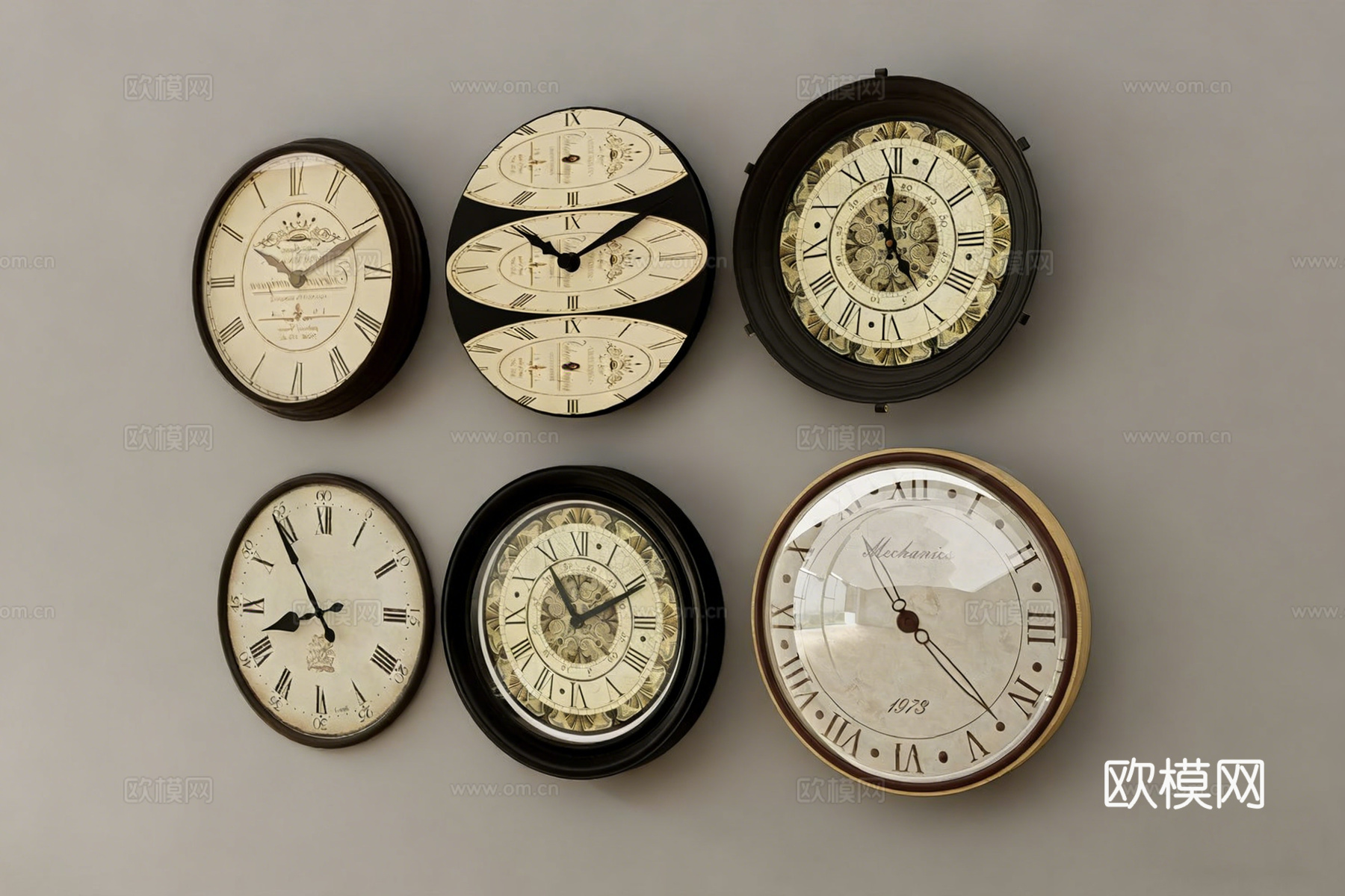 复古挂钟su模型