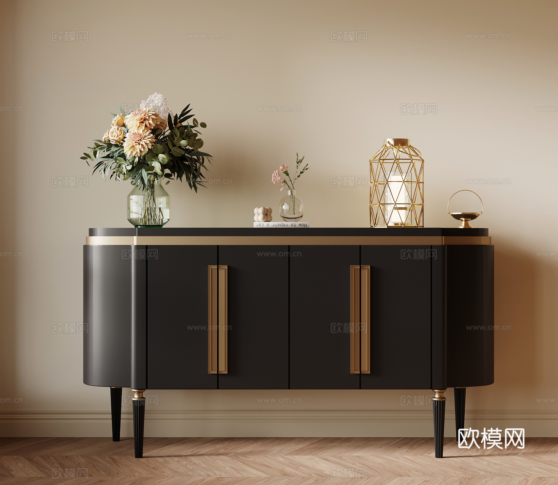 法式玄关柜 边柜su模型