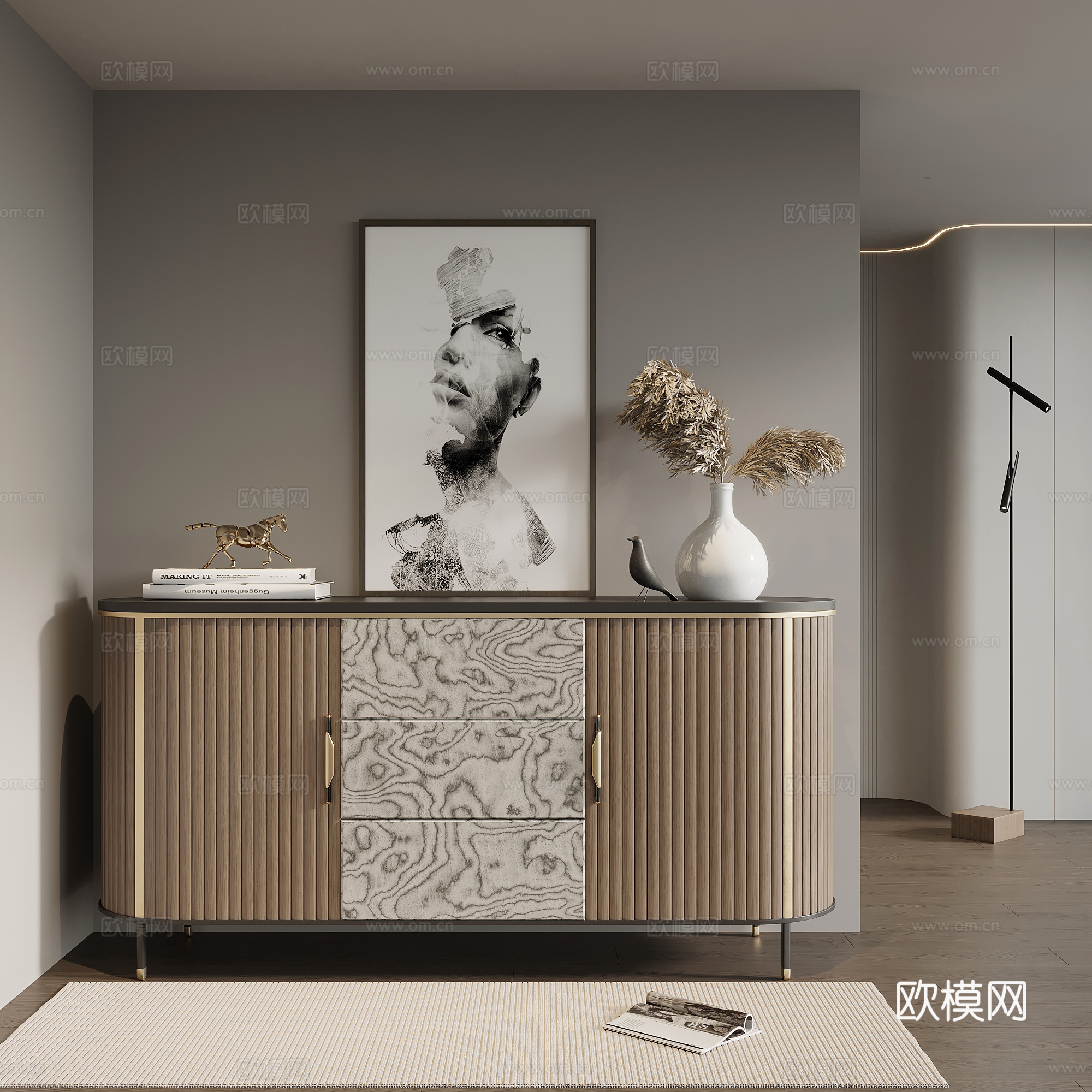 现代意式玄关柜 边柜su模型