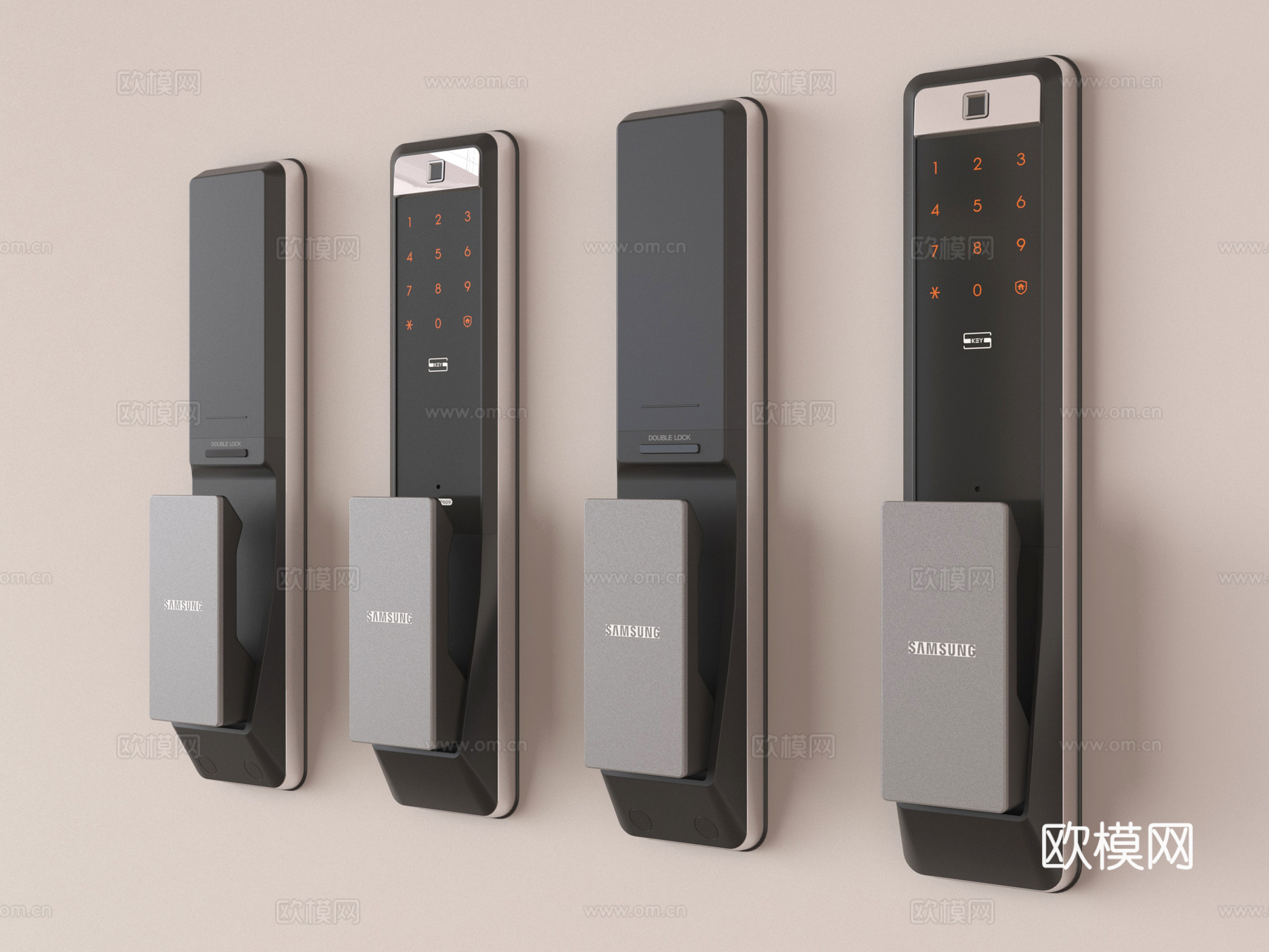 现代指纹锁 智能锁 密码锁su模型