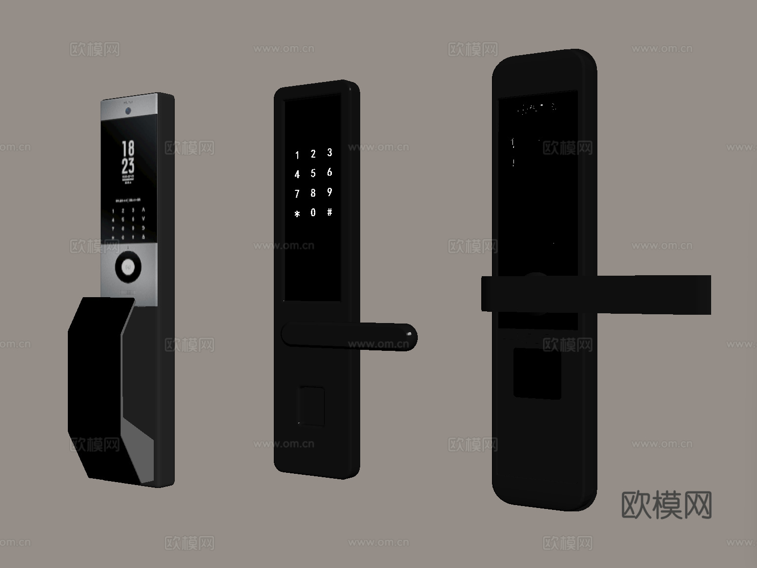 现代指纹锁 智能锁 密码锁su模型