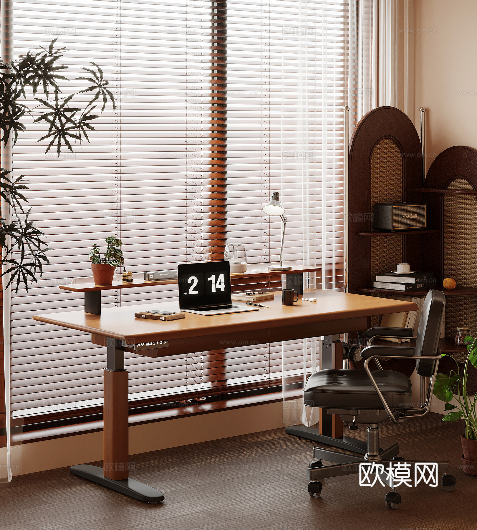 中古风书桌椅 学习桌椅su模型