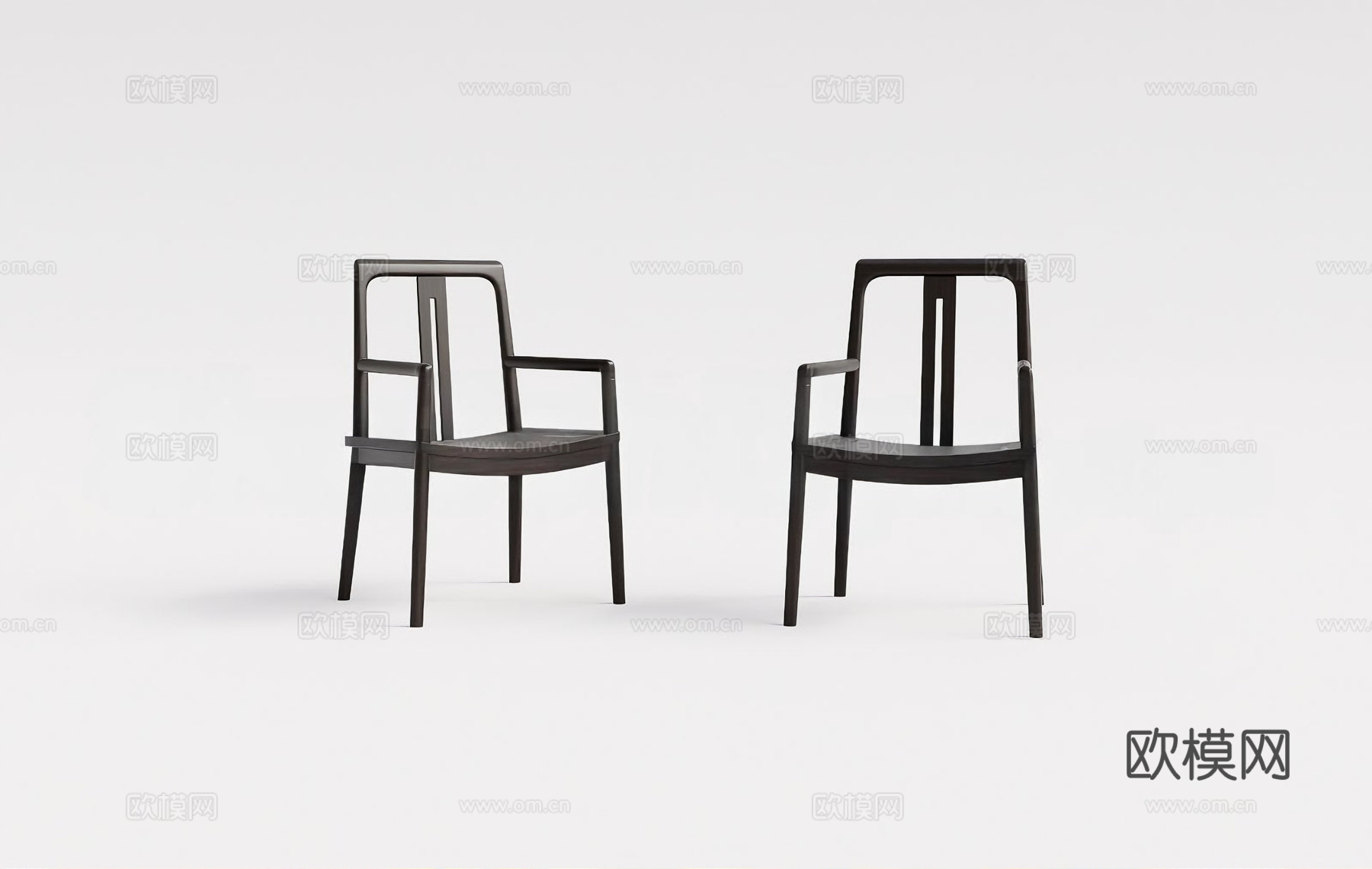 新中式椅子 黑色木椅 餐椅 高背椅su模型
